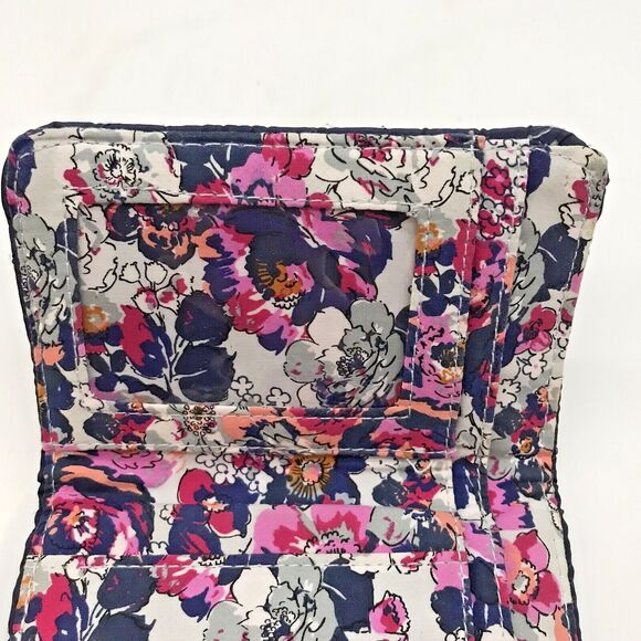 Vera Bradley Wallet Trifold CC ID Cash Quilted Navy Blue Floral Lined 5.5 x 4.5 - Picture 14 of 15